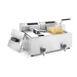Hendi Friteuse met aftapkraan digitaal - 2 x 8L* Bak- En Kookapparaten