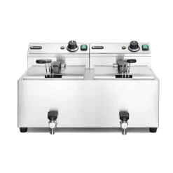 Hendi Friteuse met aftapkraan - 2 x 8L* Bak- En Kookapparaten