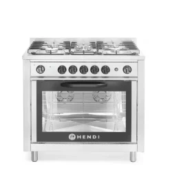 Hendi Gasfornuis - 5 pits met elektrische oven* Bak- En Kookapparaten
