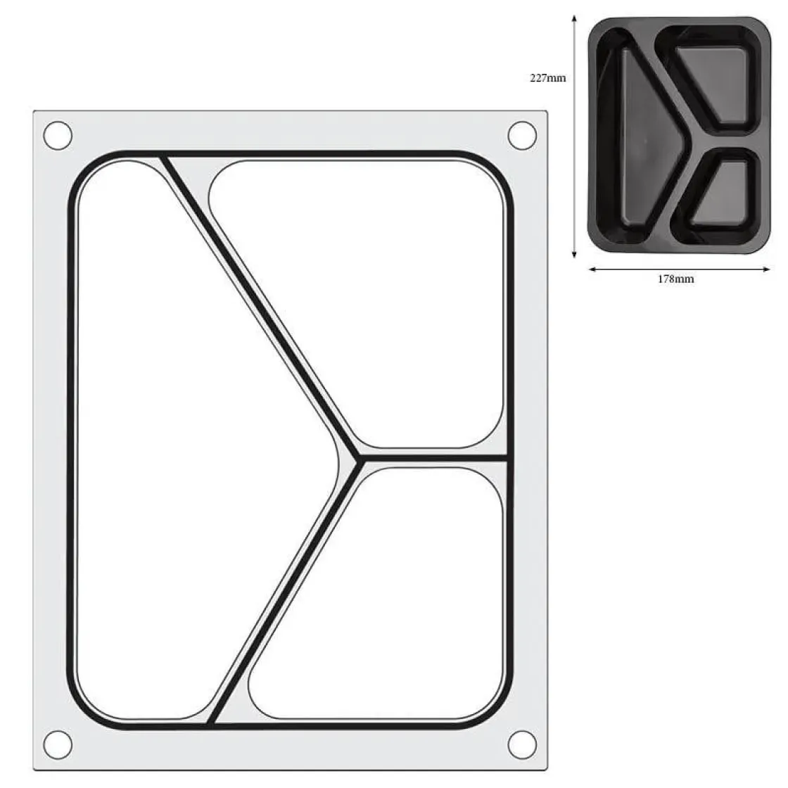 Hendi Traysealer matrix Driedelige container 227x178 mm* Sealen