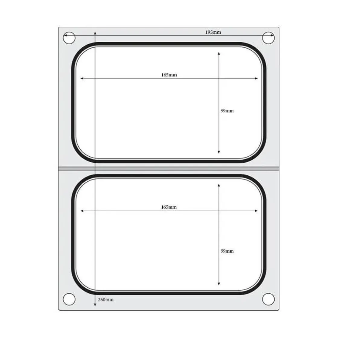 Hendi Traysealer matrix 2x container 178x113 mm* Sealen