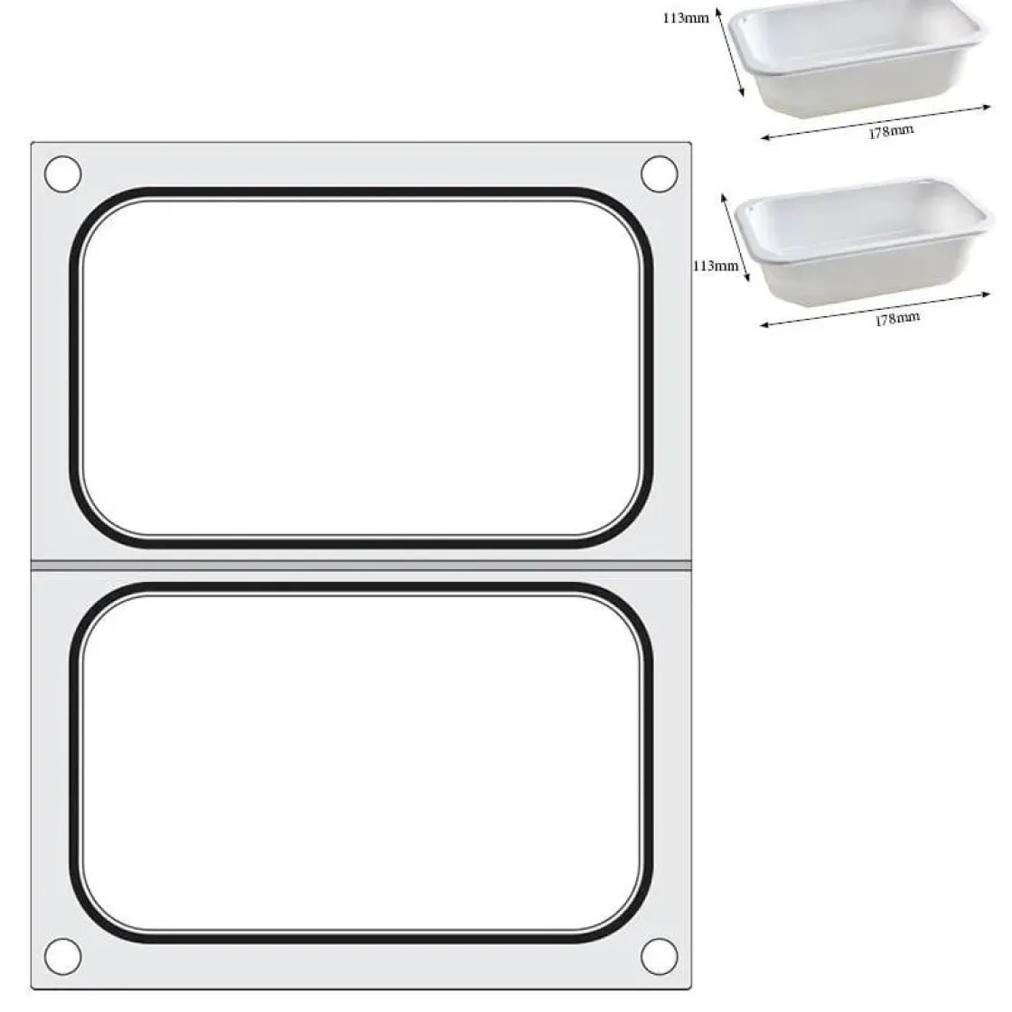 Hendi Traysealer matrix 2x container 178x113 mm* Sealen