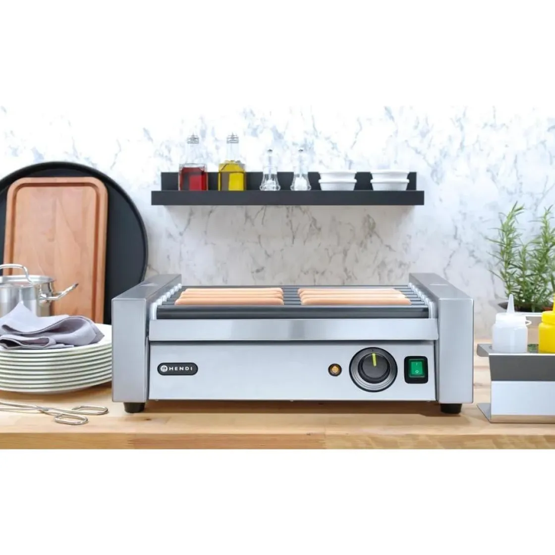 Hendi Worstenroller grill - één zone 7 rollers* Bak- En Kookapparaten