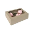 House of Marie HoM Cupcake Doosje 6 Kraft (incl. tray met venster) 100st.* Cupcake Doosjes