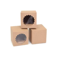 House of Marie HoM Cupcake Doosje 1 Kraft (incl. tray met venster) 3st.* Cupcake Doosjes