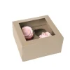 House of Marie HoM Cupcake Doosje 4 Kraft (incl. tray met venster) 2st.* Cupcake Doosjes