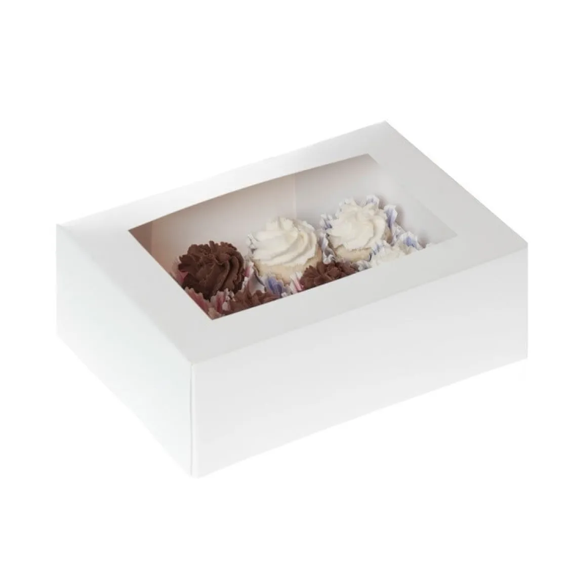 House of Marie HoM Cupcake Doosje 12 MINI Wit (incl. tray met venster) 2st.* Cupcake Doosjes