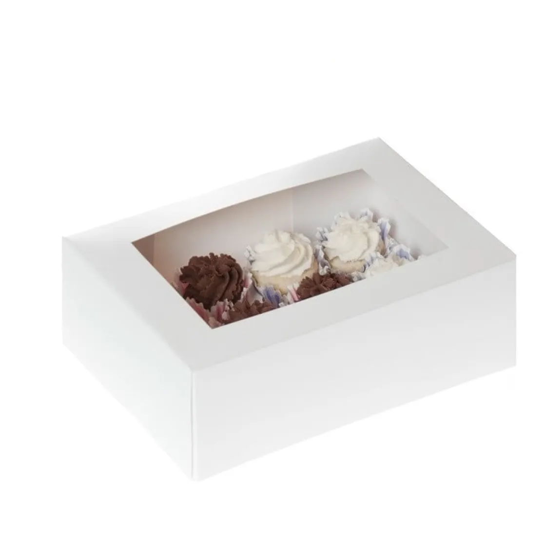 House of Marie HoM Cupcake Doosje 12 MINI Wit (incl tray met venster) 100st* Cupcake Doosjes