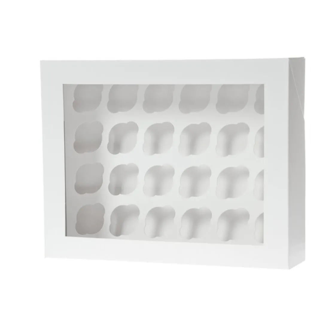 House of Marie HoM Cupcake Doosje 24 MINI Wit (incl. tray met venster) 2st.* Cupcake Doosjes