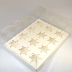 House of Marie HoM Cupcake Doosje 12 Transparant (incl. tray) 10st.* Cupcake Doosjes