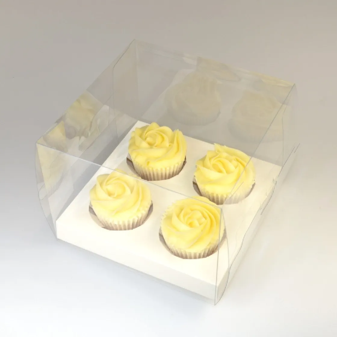 House of Marie HoM Cupcake Doosje 4 Transparant (incl. tray) 10st.* Cupcake Doosjes