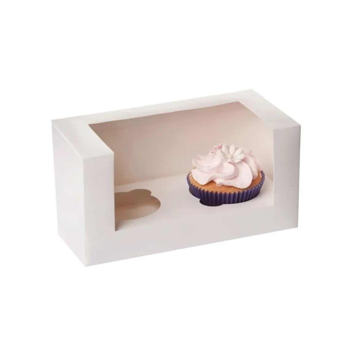 House of Marie HoM Cupcake Doosje 2 Wit (incl. tray met venster) 3st.* Cupcake Doosjes