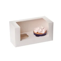House of Marie HoM Cupcake Doosje 2 Wit (incl. tray met venster) 100st.* Cupcake Doosjes