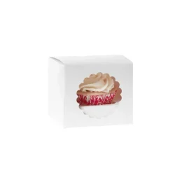 House of Marie HoM Cupcake Doosje 1 Wit (incl. tray met venster) 100st.* Cupcake Doosjes