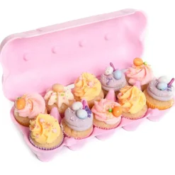 House of Marie HoM Eierdoos Roze 10 Eieren 12st.* Cupcake Doosjes