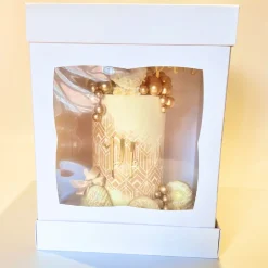 House of Marie HoM Taartdoos 25x25x35,5cm Extra Hoog met Venster 5st.* Taartdozen