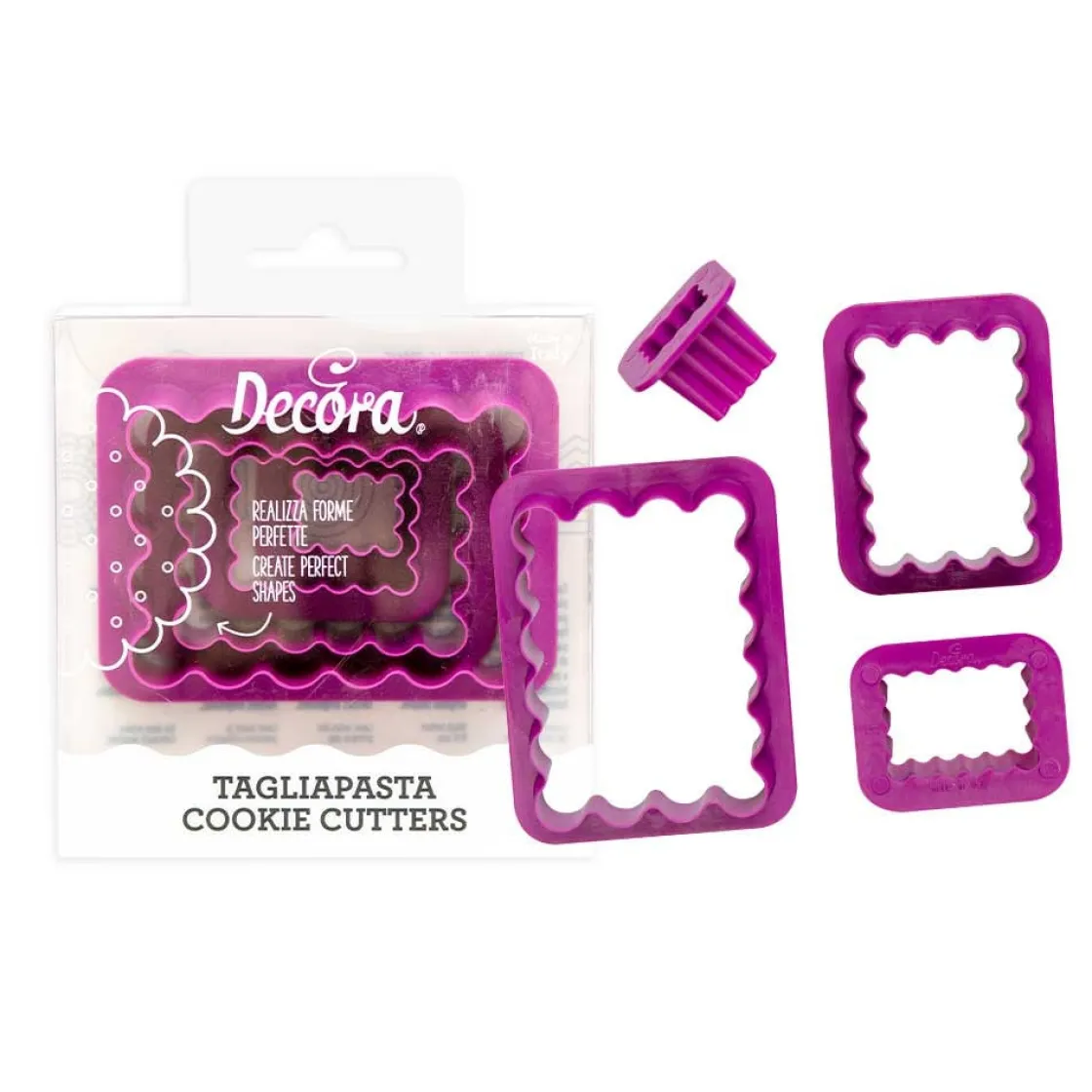 Decora Koekjes Uitstekerset Rechthoek met Kartel 4st.* Figuur Stekers