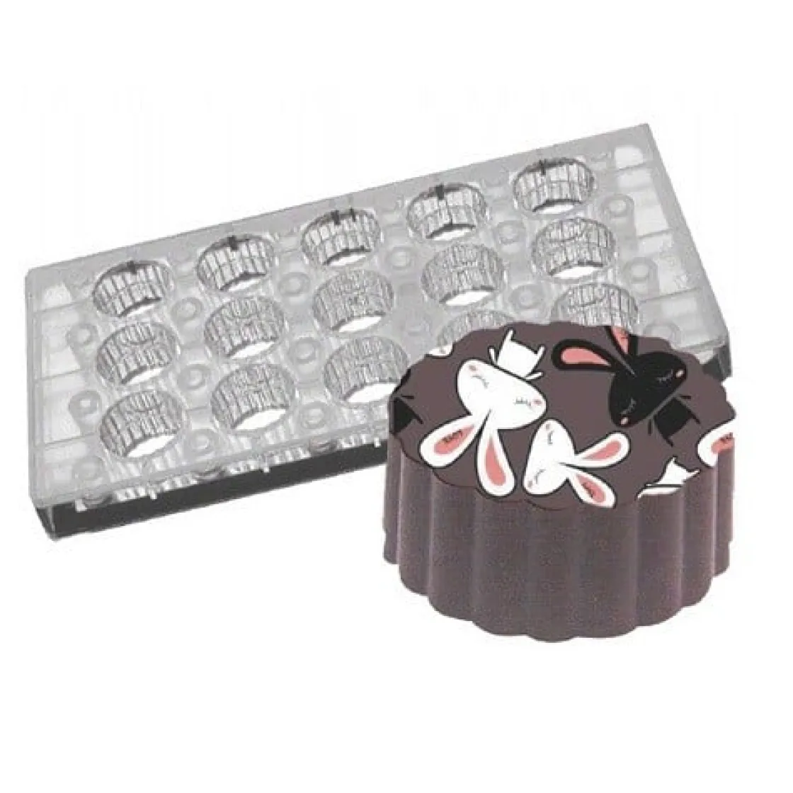 Chocolate World Magneet bonbonvorm kartel Rond Ø32x14mm (15)* Logo Bonbons|Magneet Bonbonvormen