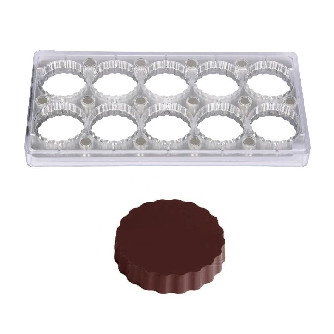 Chocolate World Magneet bonbonvorm kartel Rond Ø50x10mm (10)*** Logo Bonbons|Magneet Bonbonvormen