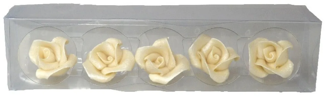 Overig Marsepein Rozen 5 Blads 40mm 5 stuks, Zilver klein* Bloem Decoraties