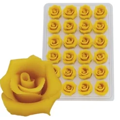 Overig Marsepein Rozen Geel 6-blads 25mm (24 st.)* Bloem Decoraties