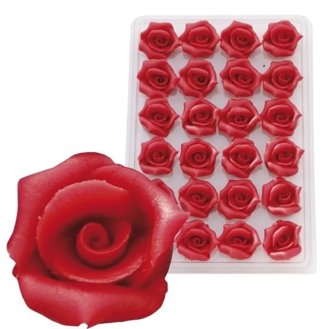 Overig Marsepein Rozen Rood 6-blads 25mm (24 st.)* Bloem Decoraties