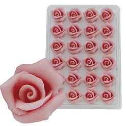 Overig Marsepein Rozen Roze 6-blads 25mm (24 st.)* Bloem Decoraties