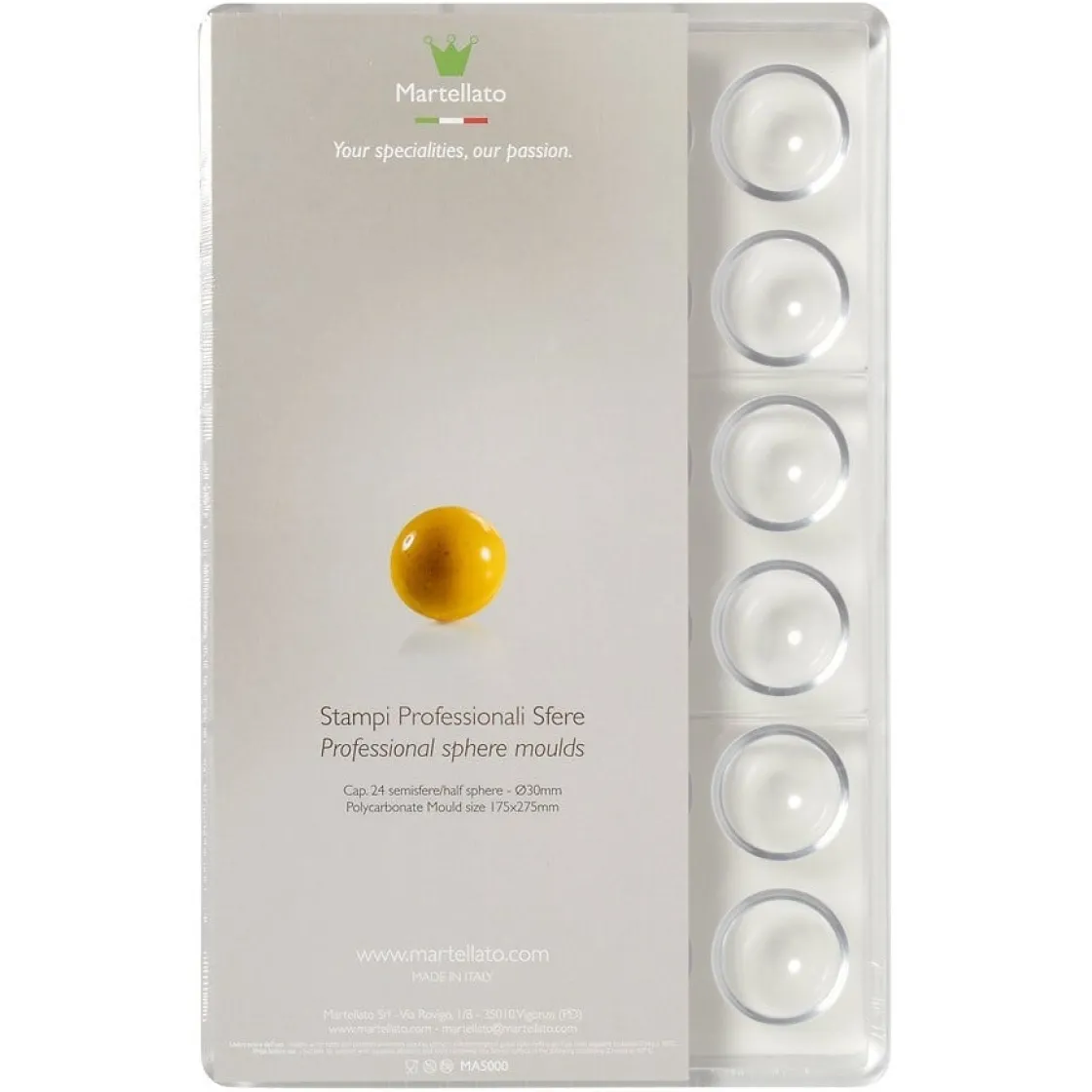 Martellato Bonbonvorm Halve Bol klein (24x) Ø30 mm* Bonbonvormen