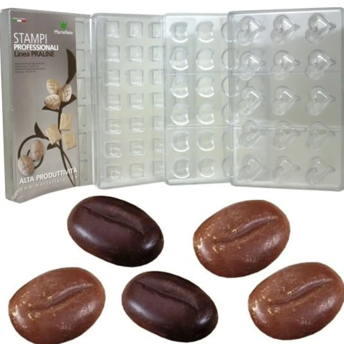 Martellato Bonbonvorm Koffieboontjes (130x) 17x12 mm* Bonbonvormen