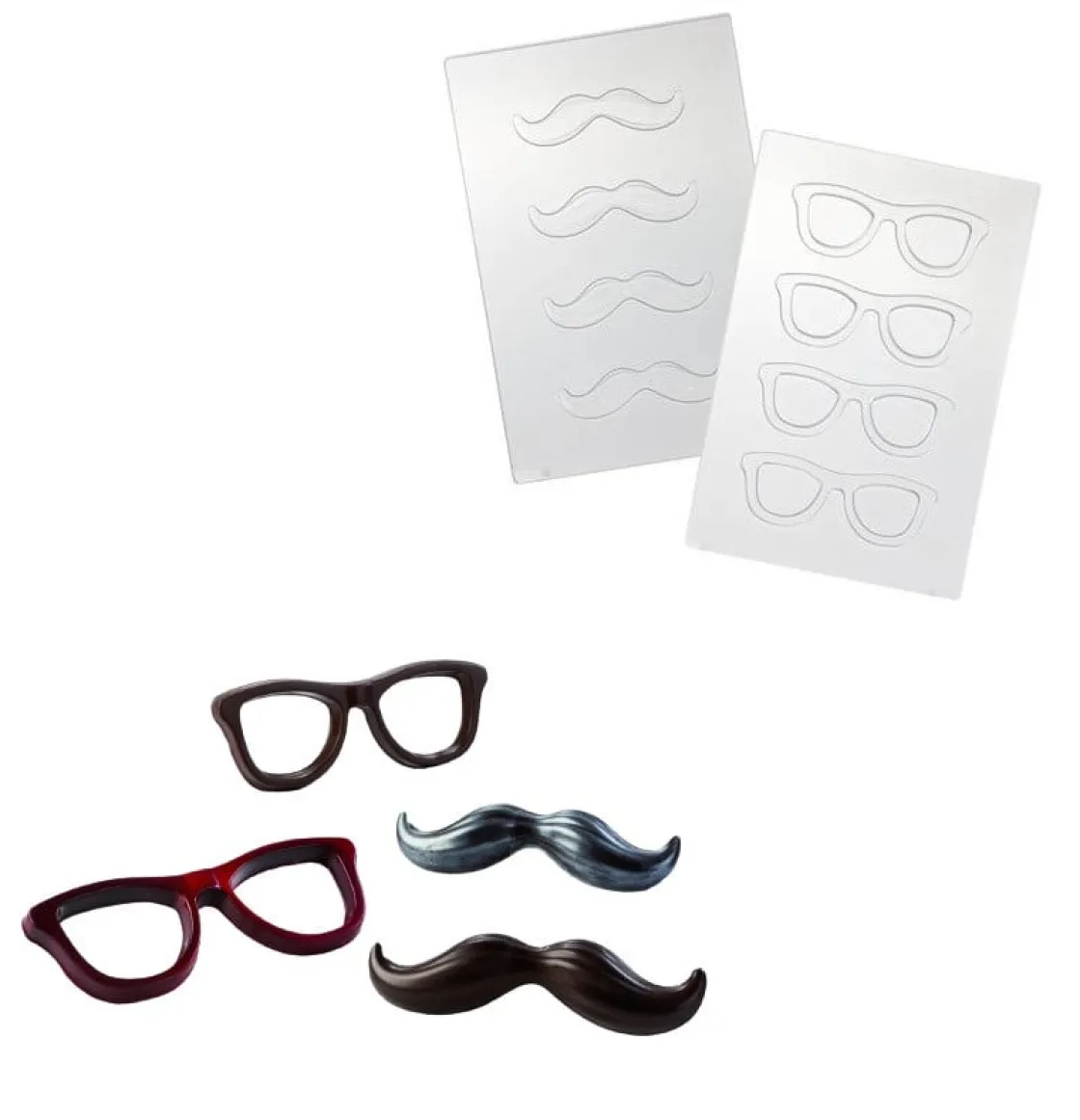 Martellato Chocolademal Snor en Bril (8x)* Figuur Mallen