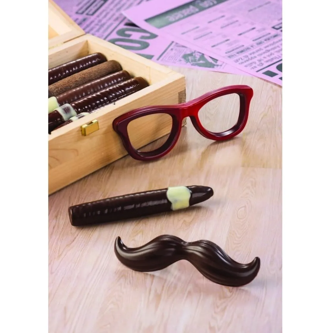 Martellato Chocolademal Snor en Bril (8x)* Figuur Mallen