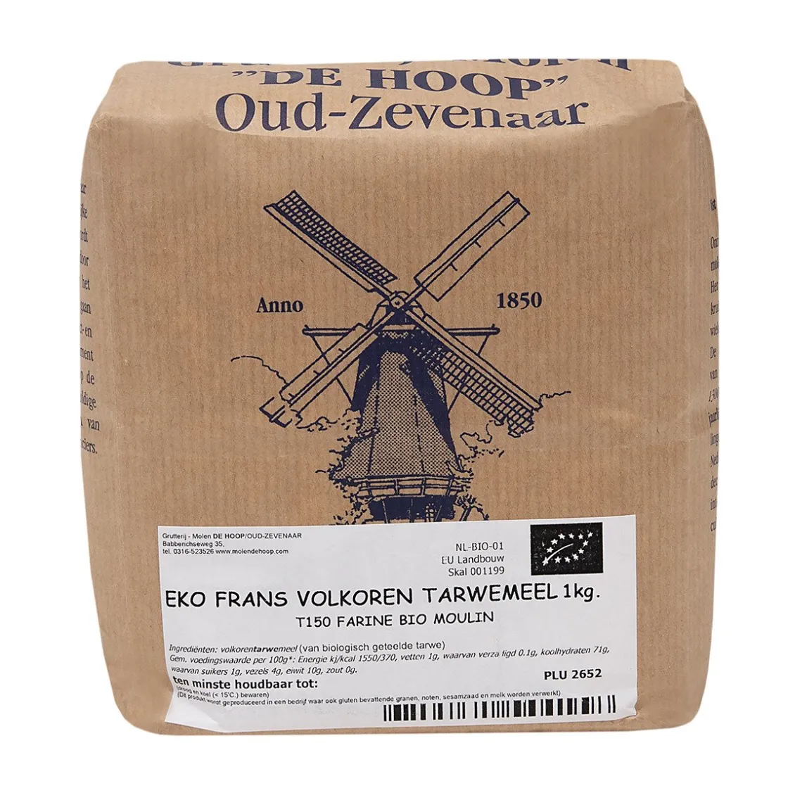 Molen de Hoop EKO Franse Tarwemeel T150 1kg (Farine Bio)* Bloem En Meel