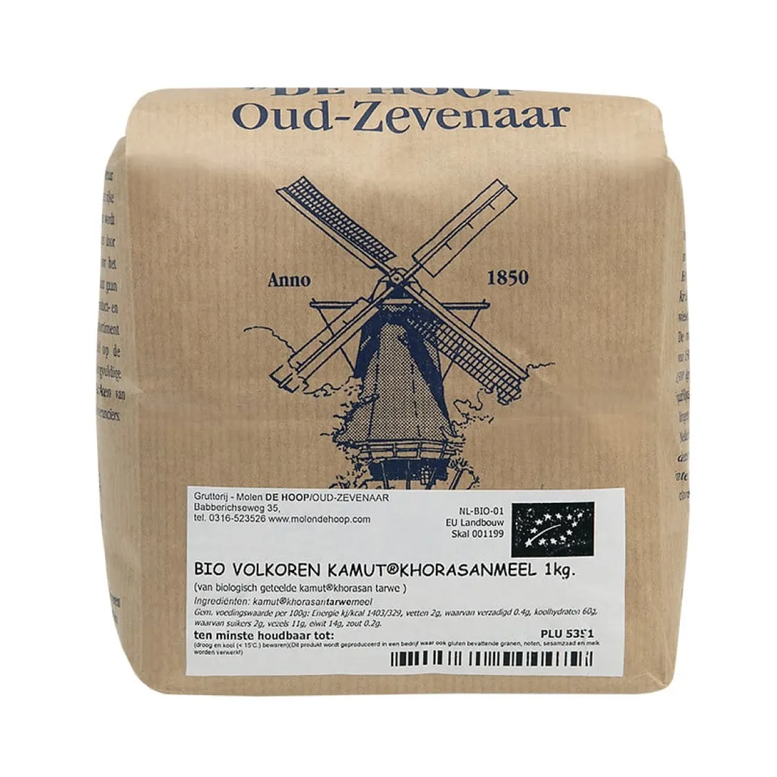 Molen de Hoop EKO Volkoren Kamut Khorasanmeel 1kg* Bloem En Meel