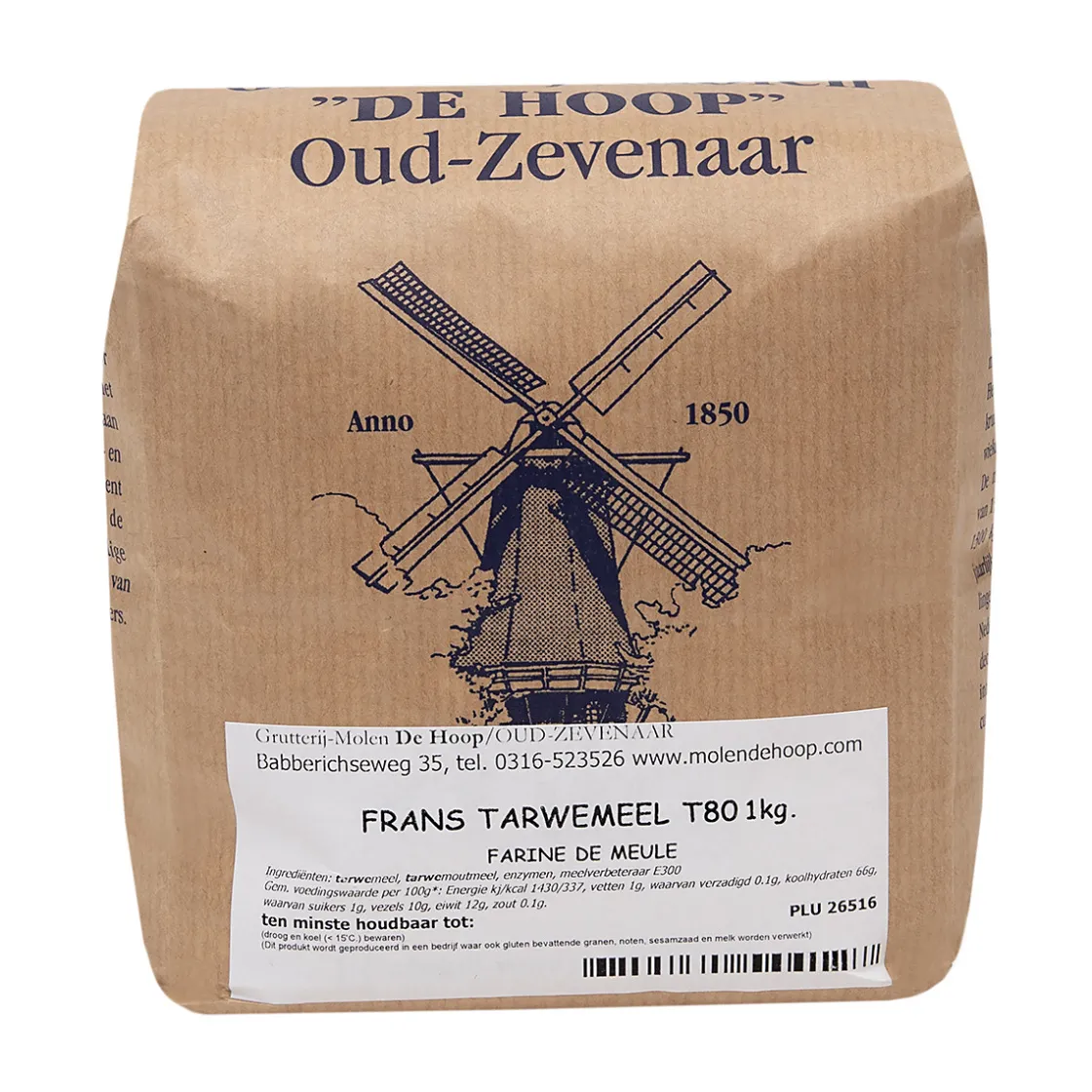 Molen de Hoop Franse Tarwemeel T80 1kg (Farine Meule)* Bloem En Meel
