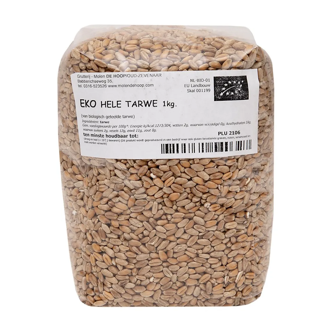 Molen de Hoop Hele Tarwe EKO 1kg* Zaden, Granen, Noten En Vruchten