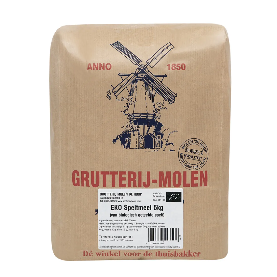 Molen de Hoop Speltmeel EKO 5kg* Bloem En Meel
