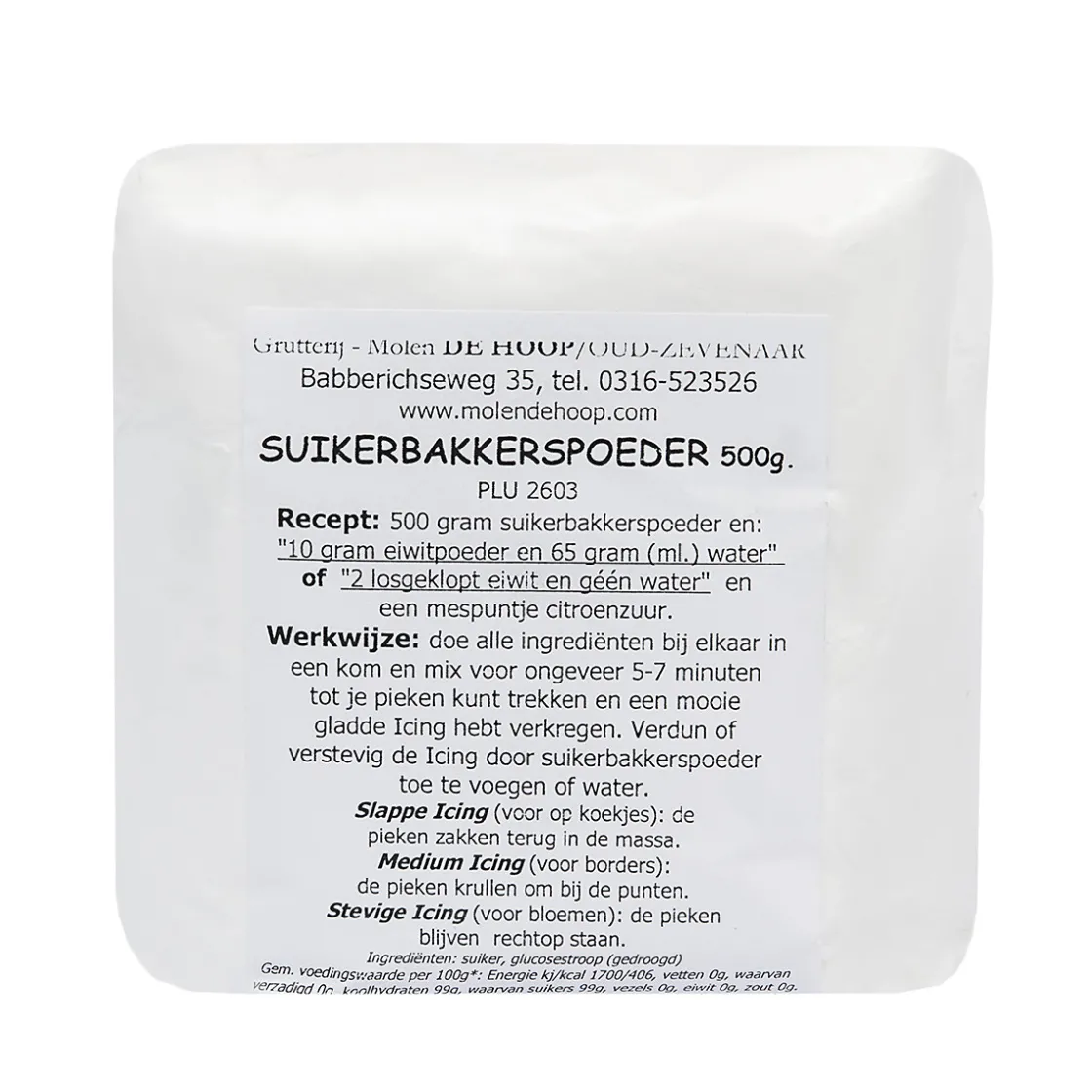 Molen de Hoop Suikerbakkerspoeder 500gr* Suiker En Zout