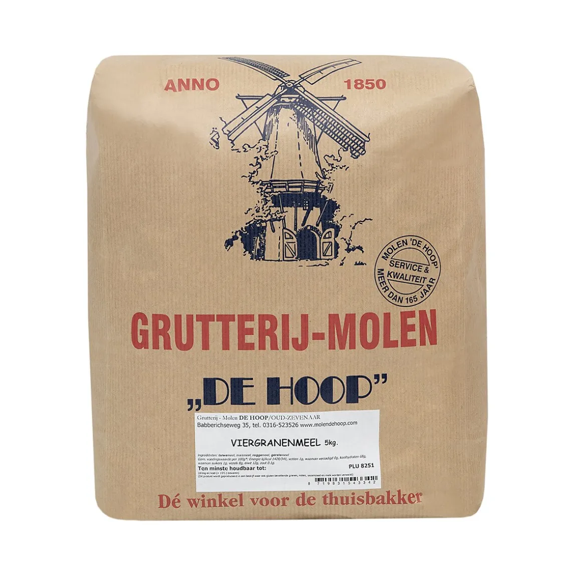Molen de Hoop Viergranenmeel 5kg* Bloem En Meel