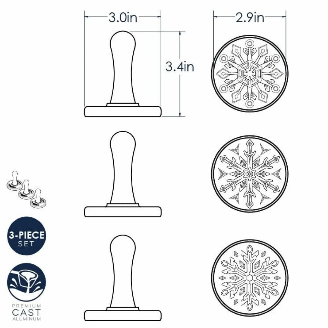 Nordic Ware Koekjesstempel Sneeuwvlokken Set/3* Figuur Stekers