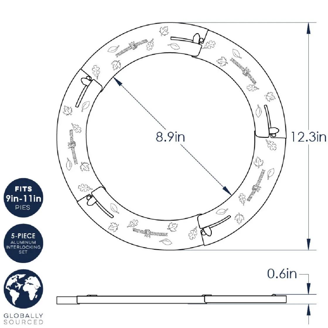 Nordic Ware Pie Crust Shield Verstelbaar* Ronde Bakvormen