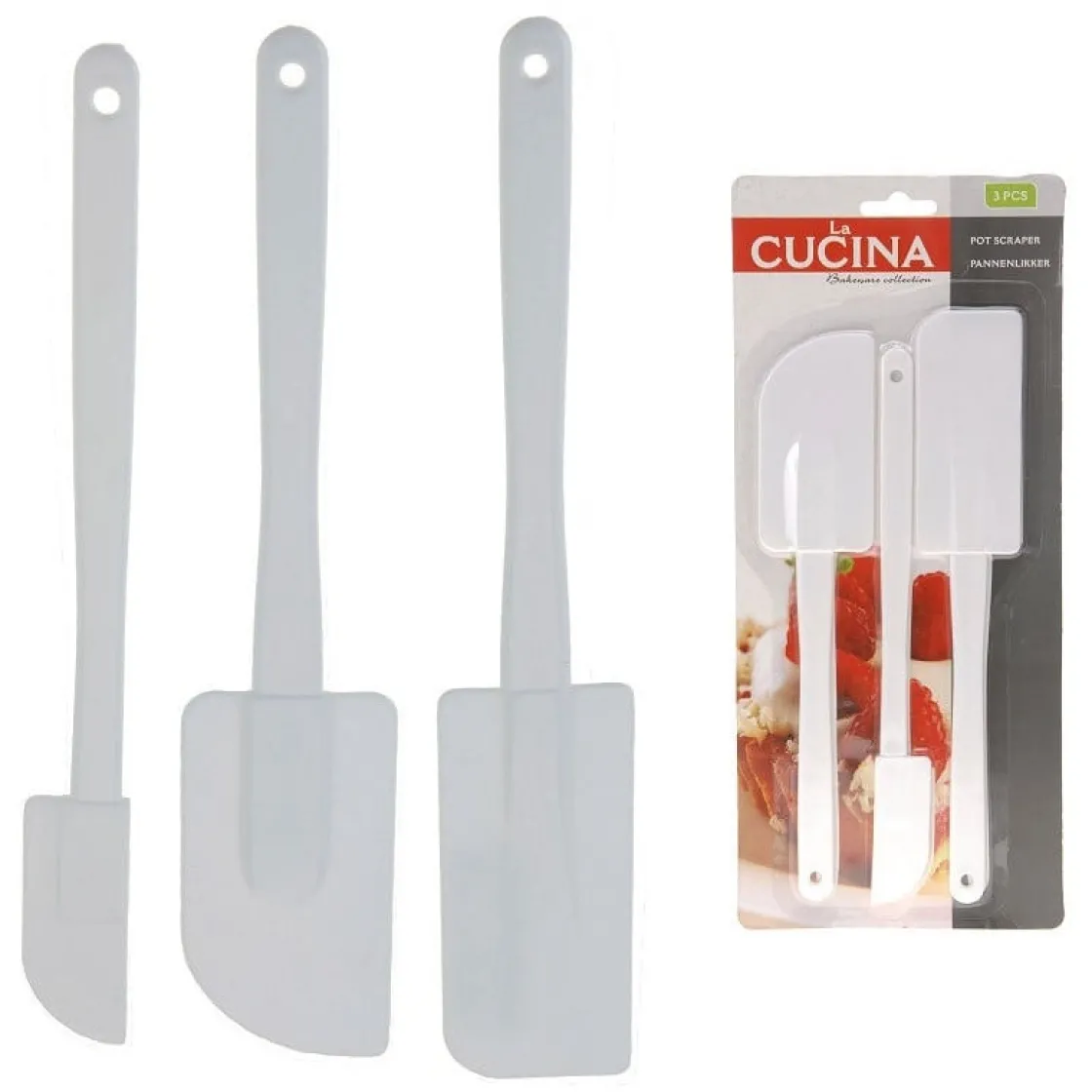 Overig Pannenlikker Wit Set/3* Spatels En Pannenlikkers