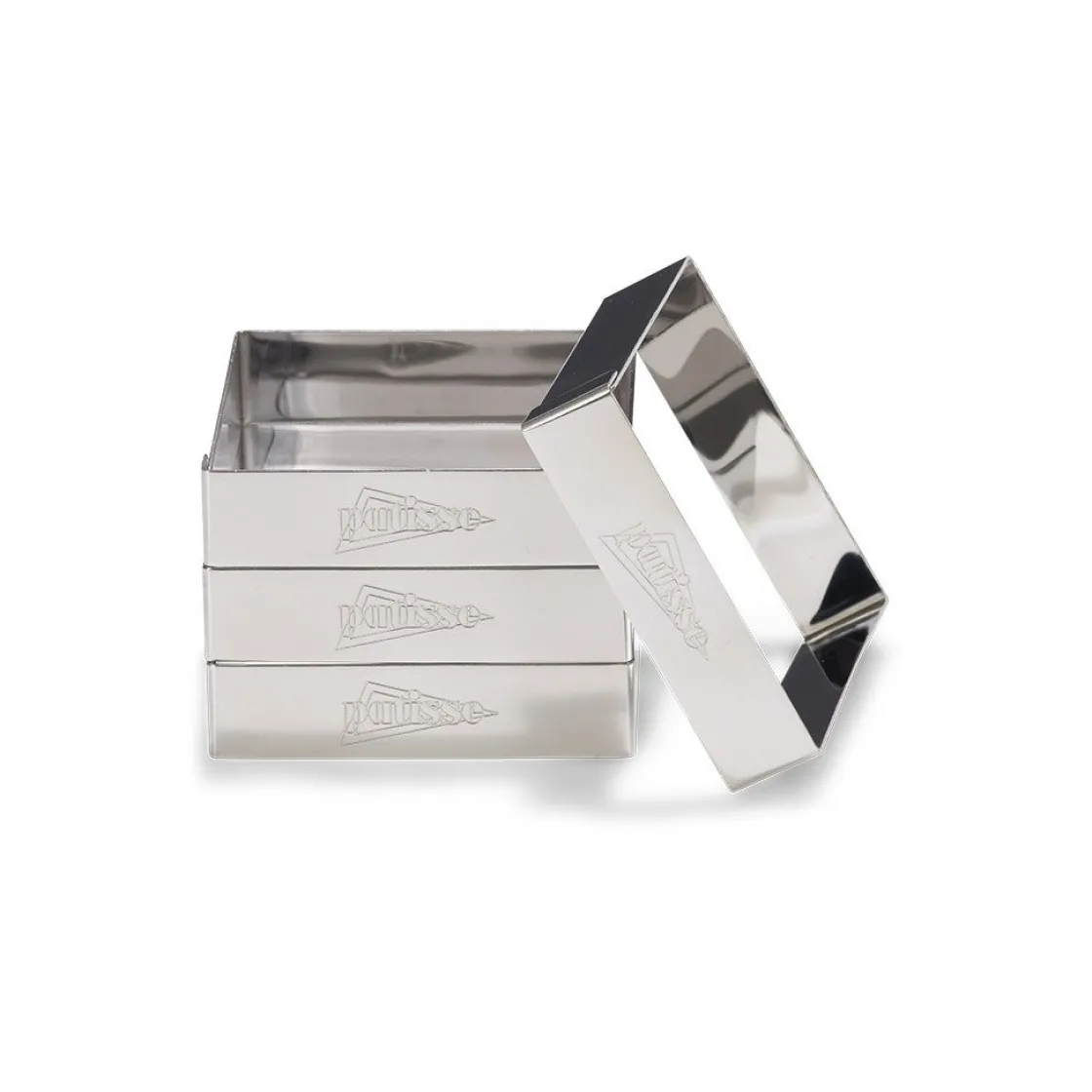 Patisse Flan/Cake ringen Vierkant RVS 8cm set/4* Dessertringen|Vierkante Bakvormen