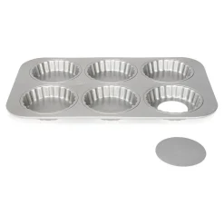 Patisse Mini Quichevorm Losse Bodem Silver-Top 6xØ10cm* Ronde Bakvormen