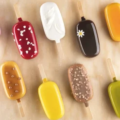 Pavoni Siliconen IJsjesmal Capri (3) + 50 stokjes* Ijs En Dessert Vormen|Bakvormen Siliconen