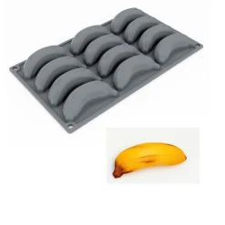 Pavoni Siliconen Vorm Banaan 90x40,5mm (12) 30x17,5cm* Ijs En Dessert Vormen|Bakvormen Siliconen