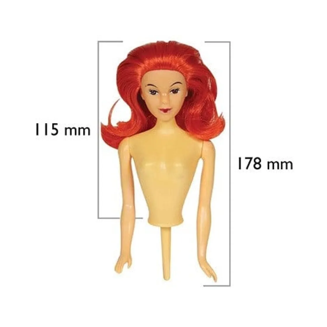 PME Barbie Doll Pick (Pin Popje) Rood haar* Prikkers En Ringen
