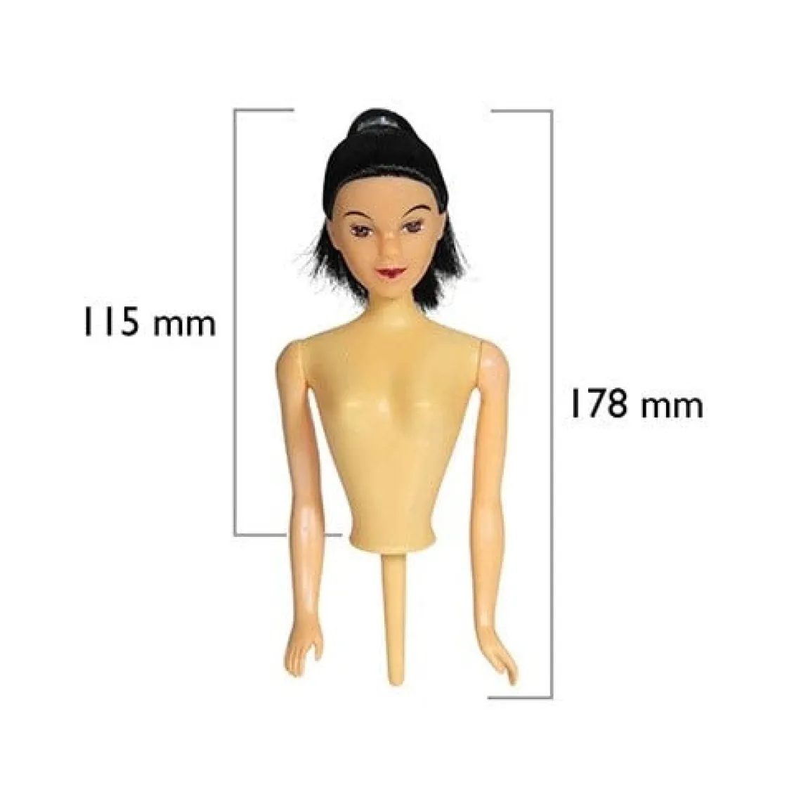 PME Barbie Doll Pick (Pin Popje) Zwart haar*** Prikkers En Ringen