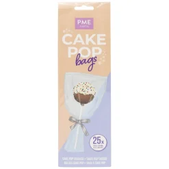 PME Cakepop zakjes met zilveren strikjes 25x7,6cm 25st.* Zakken
