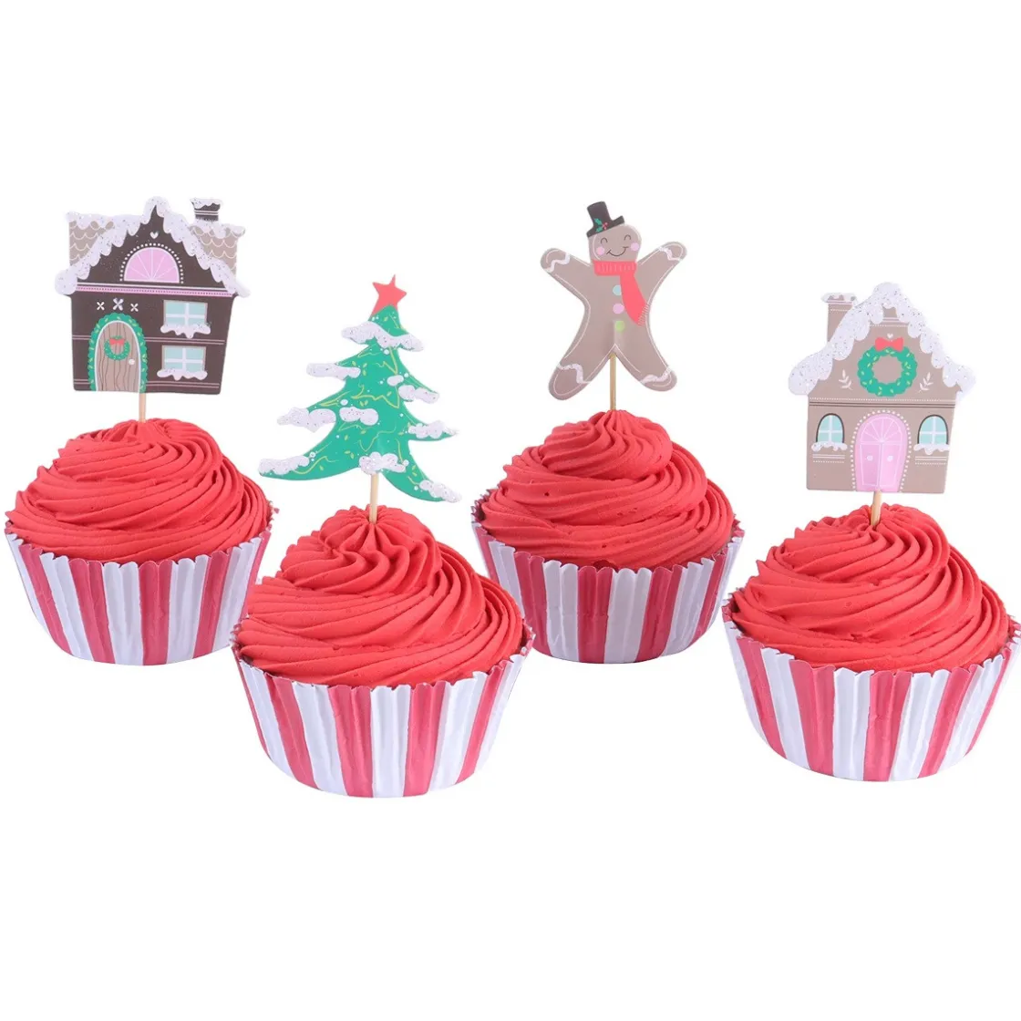 PME Cupcake Set Gingerbread Village Christmas 24st.*** Bakvormen Papier