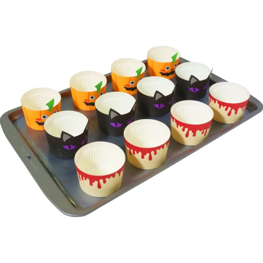 PME Halloween Cupcake Vormpjes Pompoenlantaarn Ø45mm 12st.* Bakvormen Papier